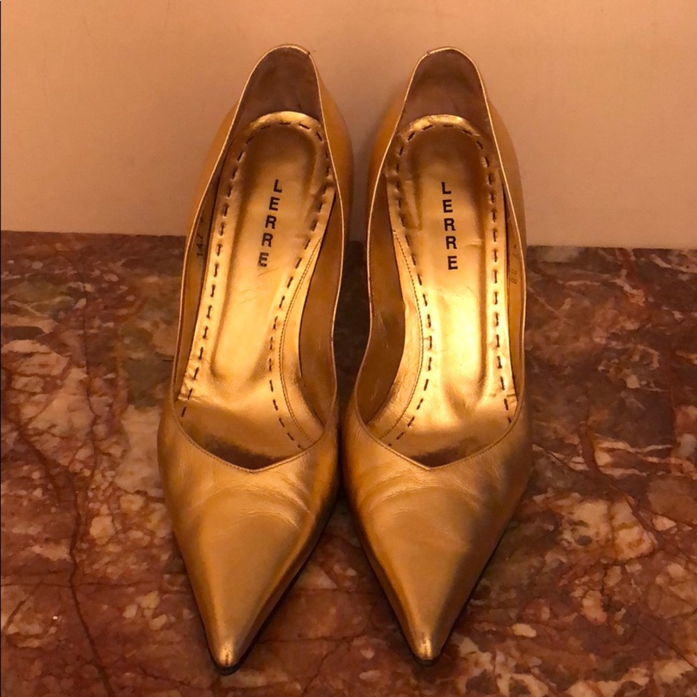 Lerre Gold Leather Pumps